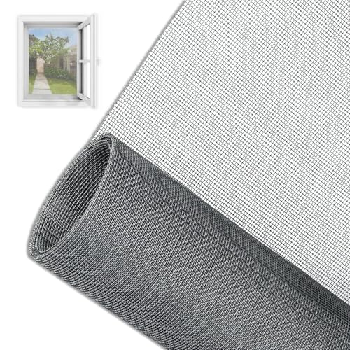 HASLED Mosquitera para Ventanas 120x250 cm Gris - Tela Cortable a Medida para Hogar, Oficina, Huerto