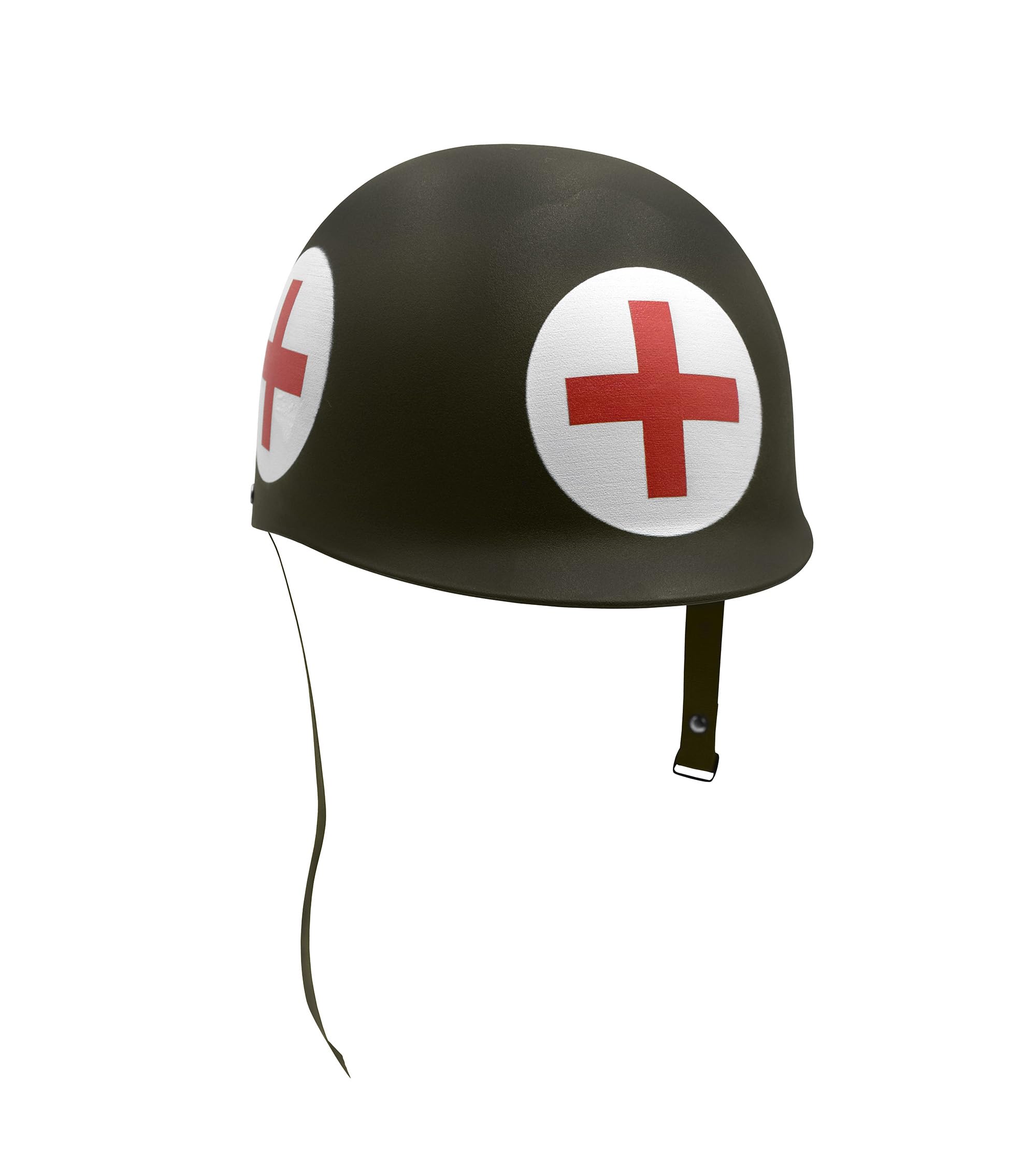 Nicky Bigs Novelties Army Medic Helmet Adult Dark Green Plastic Replica Costume Accessory with Red Cross Cosplay Theater Prop