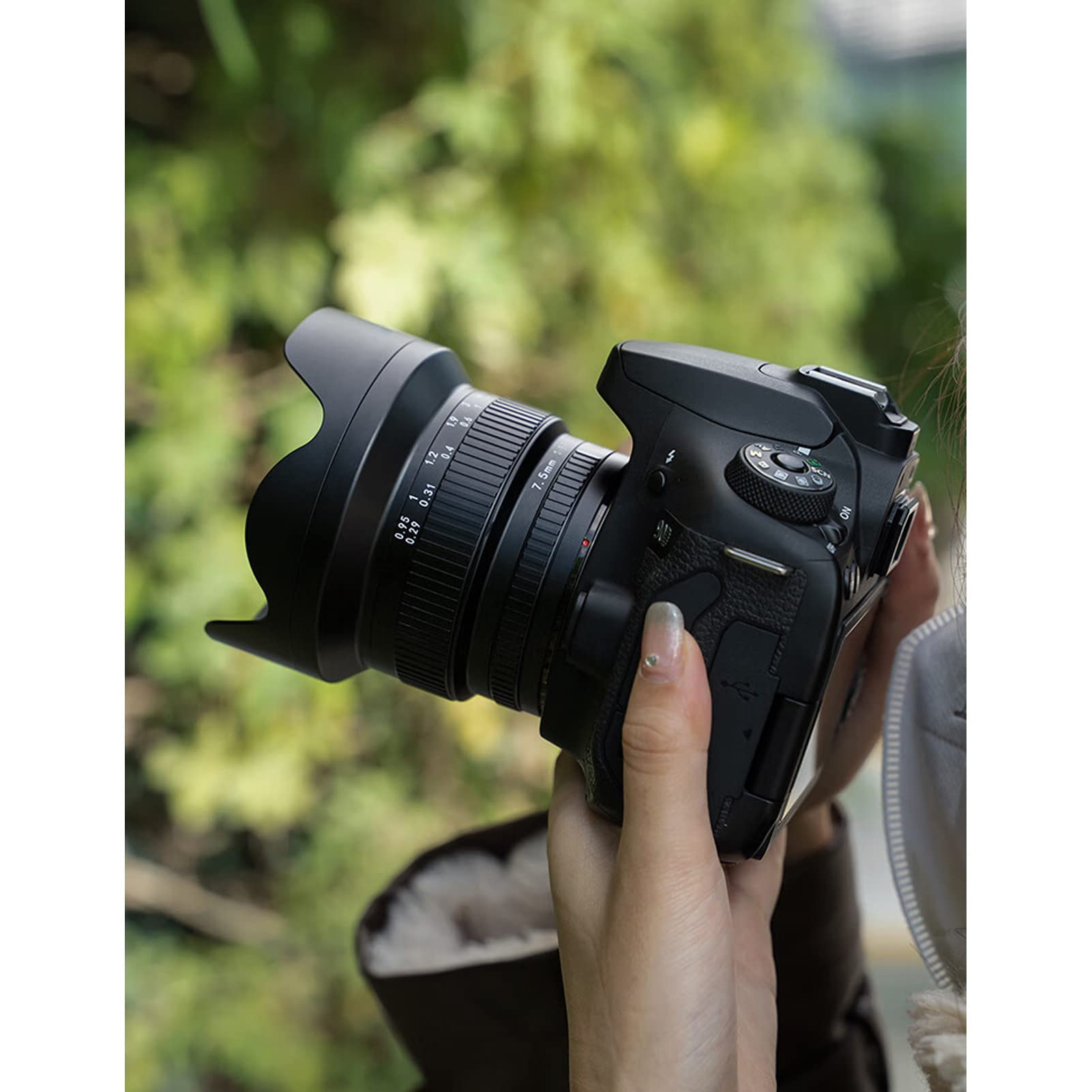 Obiettivo per Fotocamera DSLR F3.5 da 7,5 Mm, Sostituzione Dell'obiettivo Fisheye per Fotocamera in Vetro Ottico Ultra Grandangolare per 80D 77D