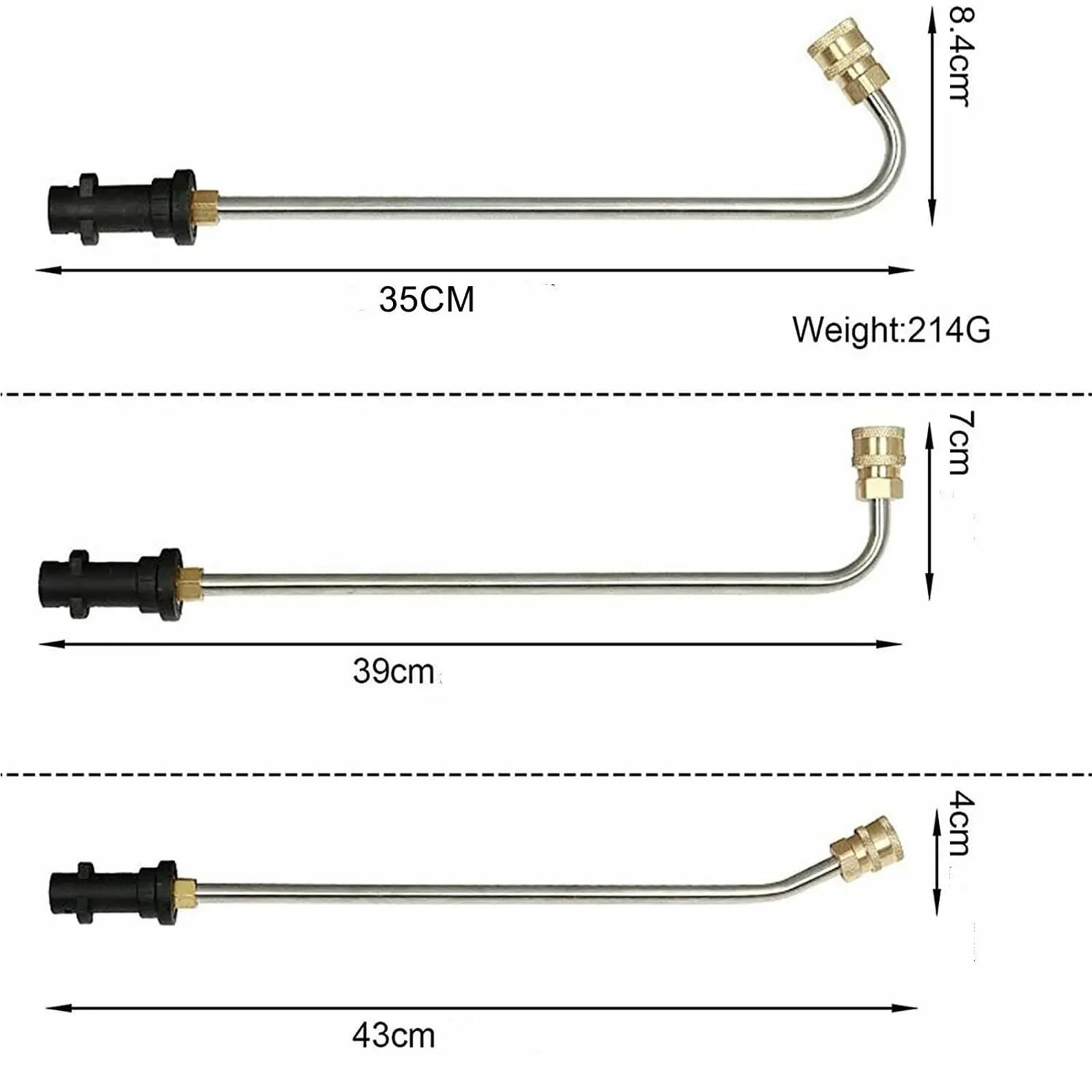 Lancia di Estensione per Idropulitrice Bacchetta di prolunga Curva for Lancia Lavaggio a Pressione con ugelli spruzzo(30 Degree Wand)