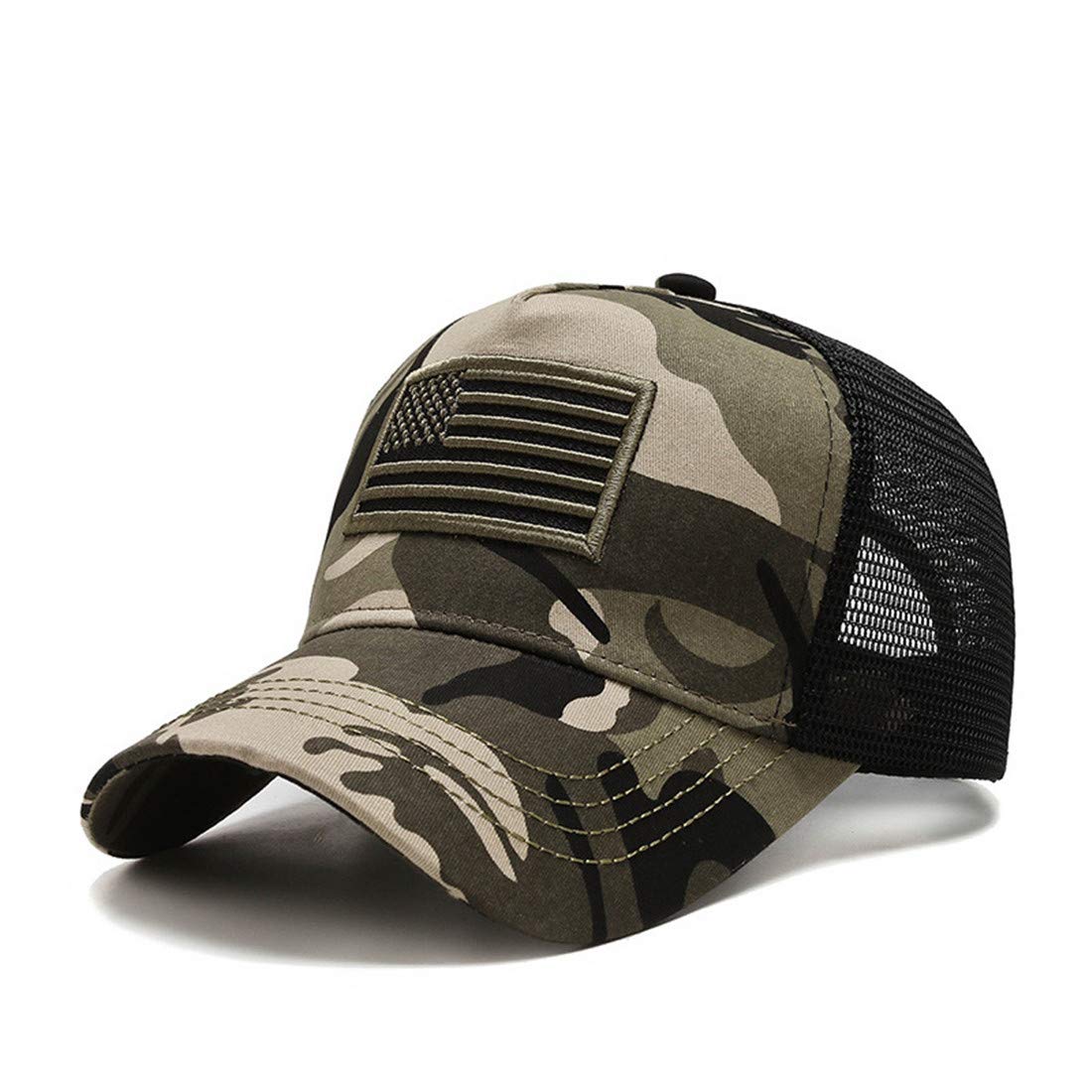 Idopy USA American Flag Army Military Style Mesh Baseball Cap Hat Camo