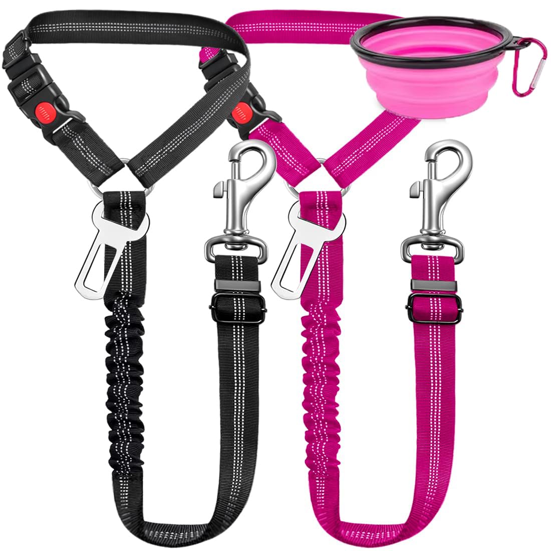 2 Piece Set Dog Seat Belt Retractable Dog Car Seatbelts Adjustable Pet Seat Belt for Vehicle Headrest Restraint Adjustable Heavy Duty & Elastic & Durable Car Harness for Dogs