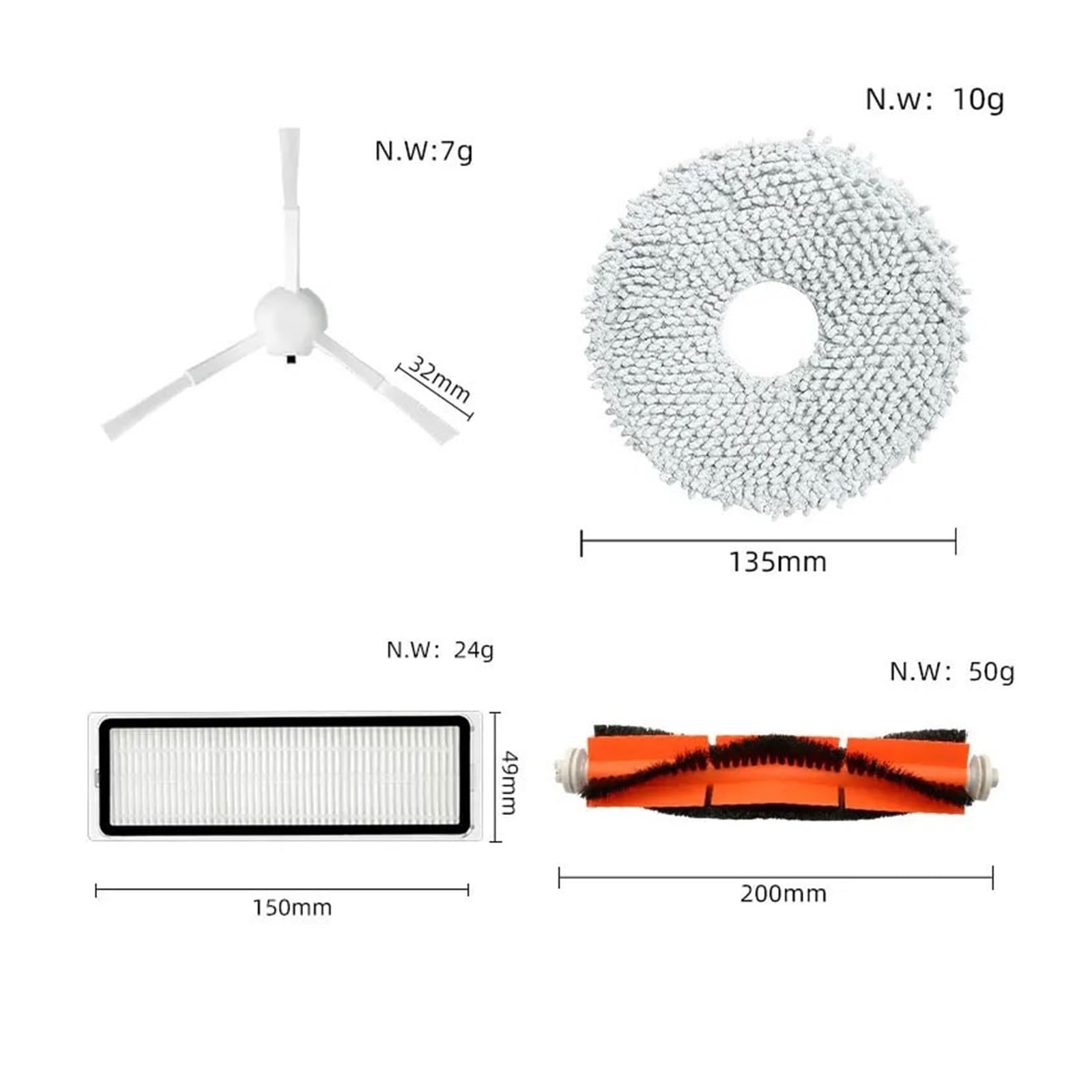 Kompatybilny Kompatybilny z Xiaomi Robot Vacuum X10+ / X10 Plus B101GL Części zamienne Akcesoria Główna szczotka boczna Filtr Hepa Worek na kurz Ściereczka do mopa(Red)