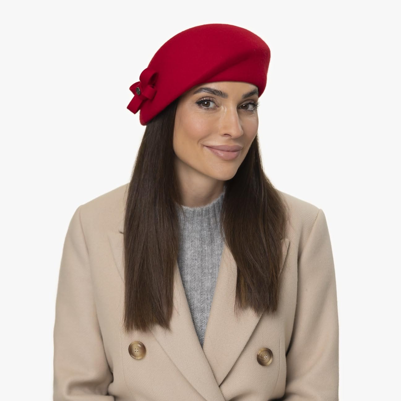 Lierys Wool Beret with Loop Women Light Blue One Size