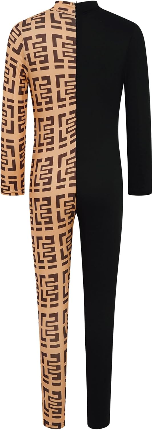 TTAO Kids Girls Jumpsuit Long Sleeve Full Body Unitard Casual Mock Neck Romper Jumpsuit One Piece Outfit