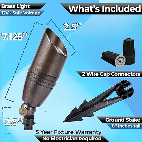 Miniatura 4 de Focos LED para exteriores, iluminación de paisaje 108  Foco de latón macizo, luces LED para patio, paisaje de seguridad para hermoso, brillante, de