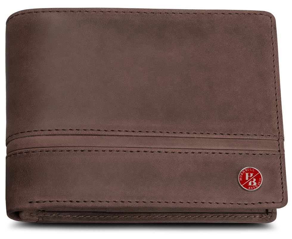 HORNBULL Denial Hunter Brown Leather Wallet for Men | Leather Mens Wallet with RFID Blocking | Wallets Men Genuine Leather