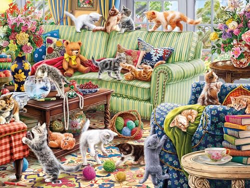 Rompecabezas Ceaco - Kitty Chaos de 500 piezas para adultos | Arte de Image World, fabricado en EE.UU., piezas con agarre fácil, tamaño final 27 x 19 pulgadas, incluye póster, enmarcable y apto para regalo miniatura 2