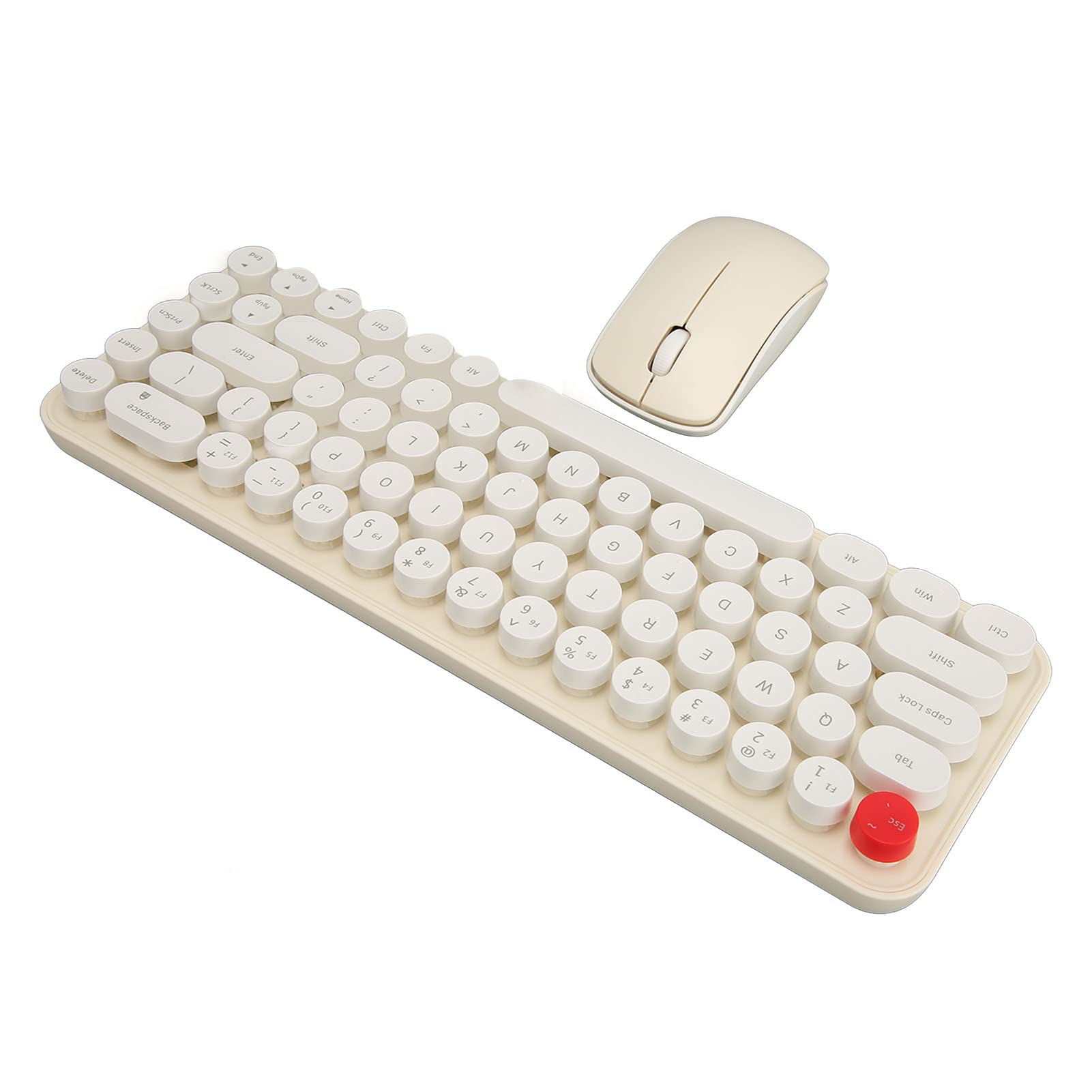 Samst Combo de Teclado y Mouse Inalámbricos, Teclado de Máquina de Escribir Inalámbrico de 2,4 GHz, Teclado Mecánico para Juegos de 68 Teclas con Lindas Teclas Redondas para (Beige)