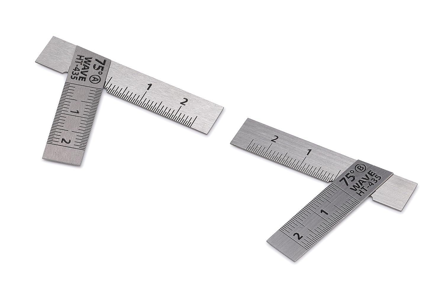 Wave Hobby Tool Series HT-435 HG linijka T ze stali nierdzewnej, typ krótki, zestaw 2 sztuk, narzędzia modelarskie z tworzywa sztucznego 75°