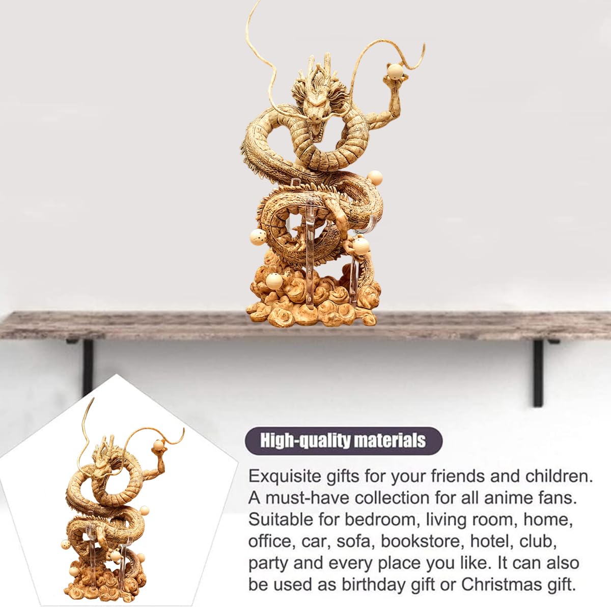 Figurine Shenron Dragon Ball Z 18cm - Or - Collection Anime - Cadeau Fans Dragonball - PVC Haut Qualité