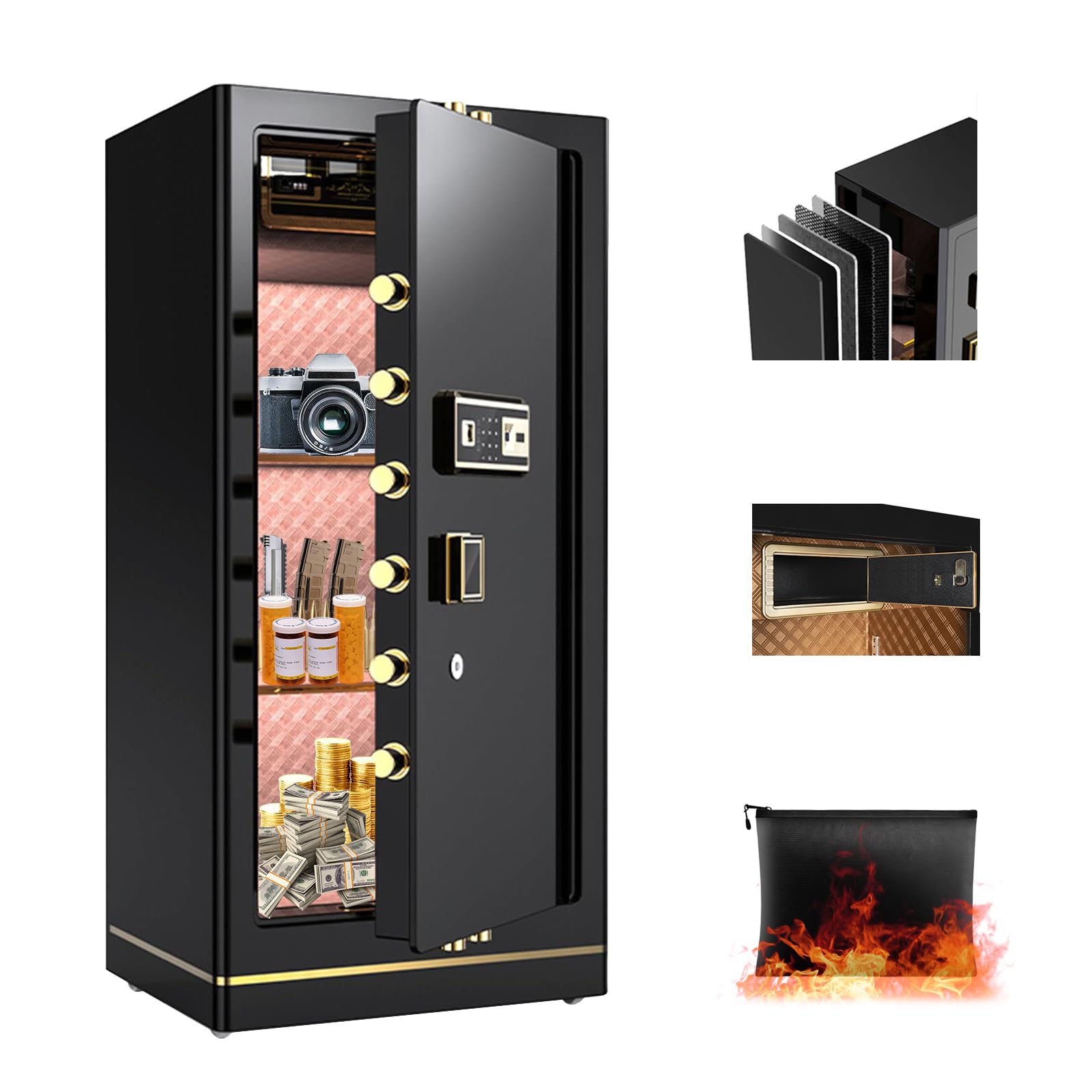 MLJ 1M Extra Large Security Safe Box 8.08 Cubic Feet Home Safe Lock Box with Digital Electronic/Fingerprint Lock for Home Office Hotel