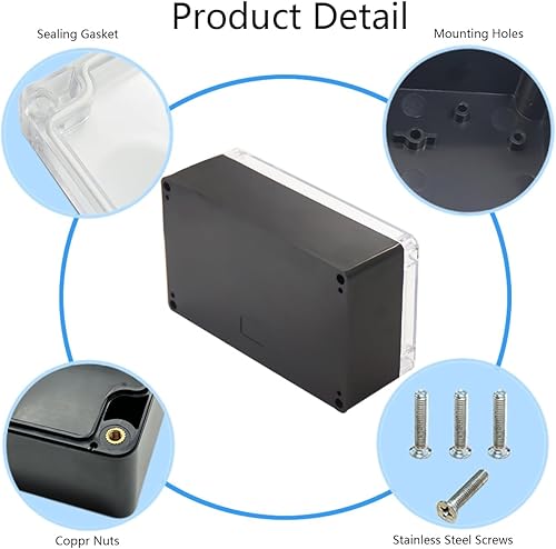 Miniatura 168 de Caja de proyecto ABS de plástico negro cajas eléctricas IP65 impermeable DIY caja de conexiones electrónica caja de alimentación 7.87 x 4.72 x 2.95