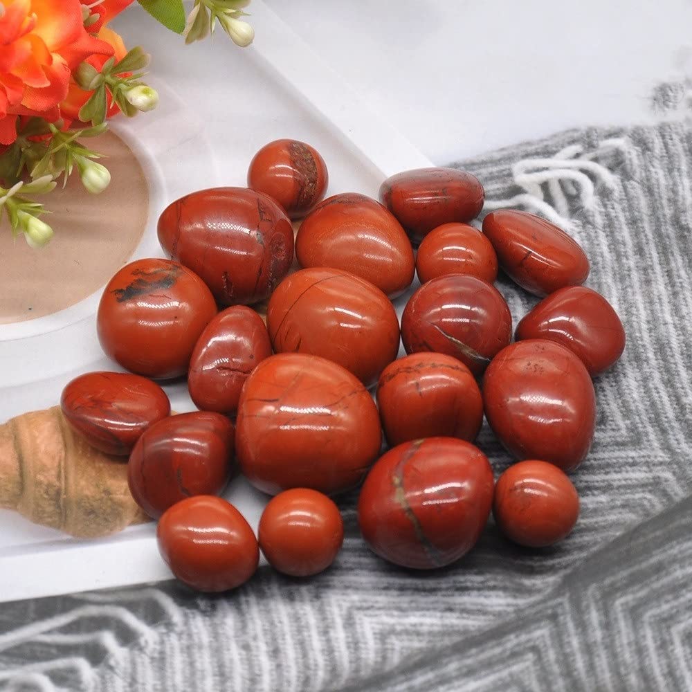 Cristallo Naturale Grezzo Regalo di Decorazione for Acquario con Pietre preziose di esemplari sfusi di Cristallo di Diaspro Rosso Naturale Rotondo burattato (Size : One Size)