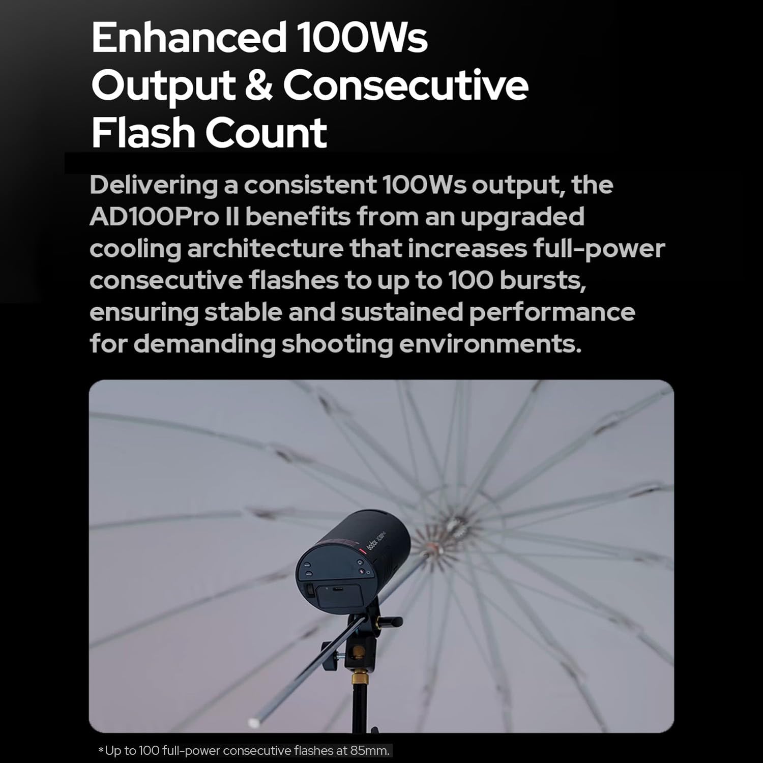 GODOX AD100 Pro II AD100ProII 2,4GHz TTL1/8000 HSS 100W Flash,Batterie 2850mAh,60-100 Déclenchements Consécutifs Pleine Puissance,Temps Recyclage 0,01-1,5s,avec Canon,Sony,Nikon,Fuji,Olympus,Panasonic