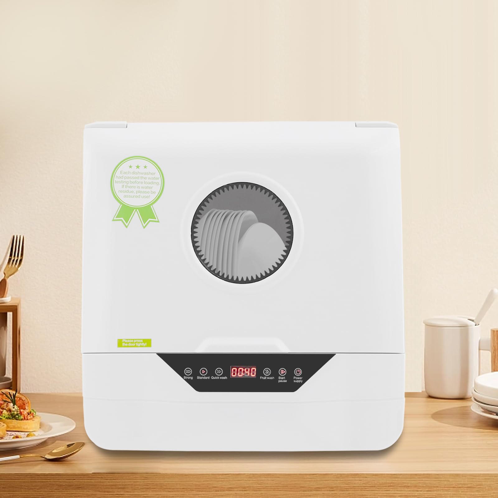 Mini lavastoviglie, 800 W, piccola lavastoviglie con 4 programmi, attacco 6L, 55 dB, silenzioso, tavolo per cucina/camper, bianco