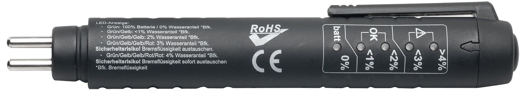 SW-Stahl 21555L Testeur de Liquide de Frein Électronique Compact | Indicateur à 5 niveaux LED pour teneur en eau, format stylo de 150 mm, compatible avec systèmes de freinage auto et moto