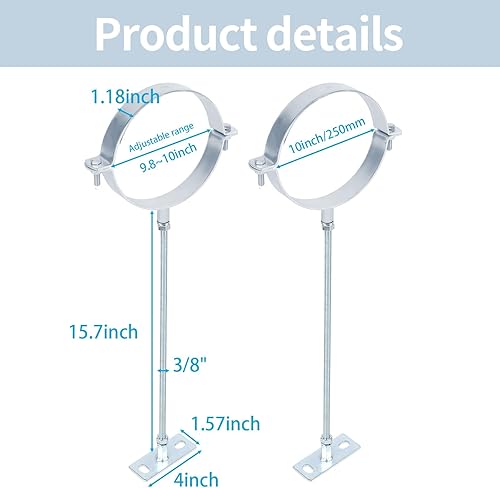 Miniatura 3 de 2 soportes de tubo de chimenea de 10 pulgadas, soporte de pared para tubo de chimenea, colgador de tubo de estufa, correa de pared de ventilación B,