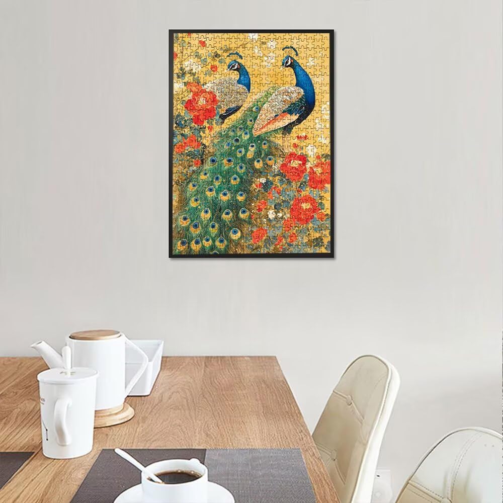 Puzzle 5000 Teile Erwachsene, Jigsaw Puzzle Erwachsene 5000 Teile, Pfauen Blumen Puzzles, Impossible Klassische Puzzles, Herausfordernde Familie Spiele, für Home Decor und Geschenke DX0YL2-520