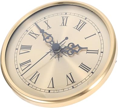 Roman Numeral Metal Clock Insert with Silent Quartz Mechanism for DIY Crafts Replacement Clock Head for Wall Decor No Battery Included for Home and Office Use