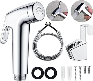 LikeHome Bidet Sprayer for Toilet Cloth Diaper Sprayer Shattaf Handheld Bidet Rinse Spray Head Hand Bidet Toilet Attachment Sprayer Chrome (ABS Chrome（Without T-Adapter）)