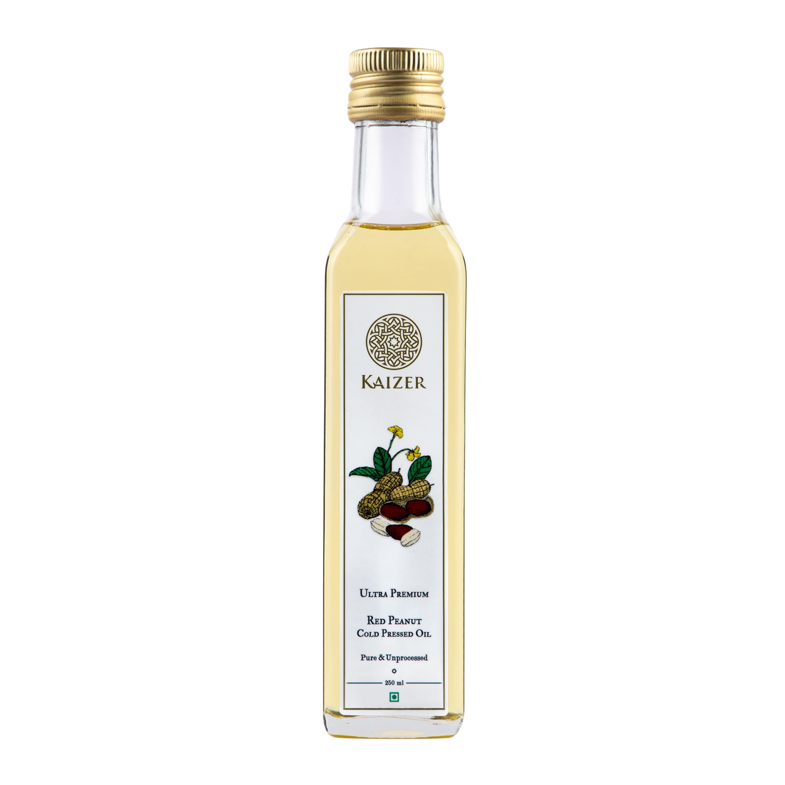 KAIZER Premium Red Peanut Cold Pressed Oil, Pure & Unprocessed, 250 ml