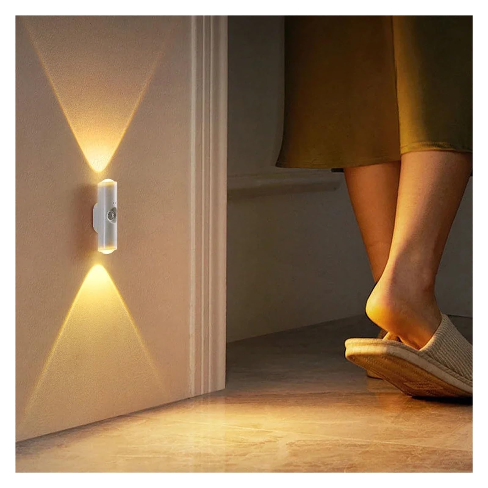 Lámpara De Pared Con Sensor Movimiento Inalámbrico, Recargable Y Imán, Luz Cálida, Ideal For Escaleras, Armarios, Pasillos Decoración Habitaciones(White,RGB)