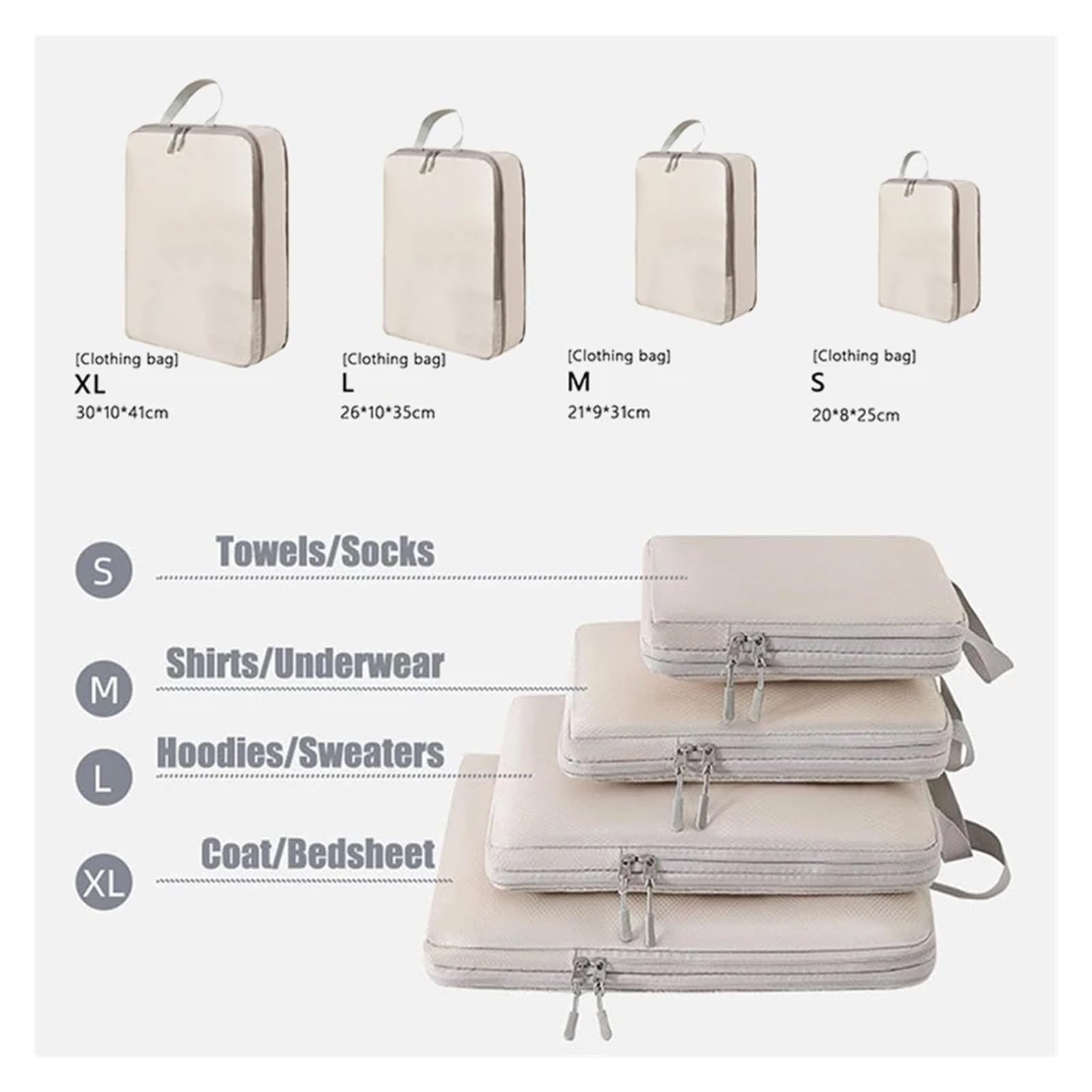 Set/4 Uds Bolsa de Embalaje compresión Viaje portátil Bolsas organizadoras Maleta organizadores Ropa Bolso(Blue)
