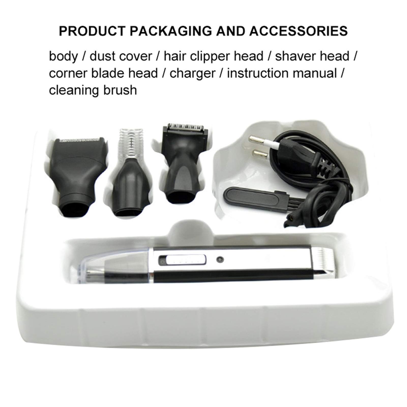 4-in-1 wiederaufladbarer elektrischer Nasenhaar-Trimmer für Herren, schmerzfreier Trimmer für Seitenschneiden, zum Verbrennen der Augenbrauen, Bartschneidemaschine