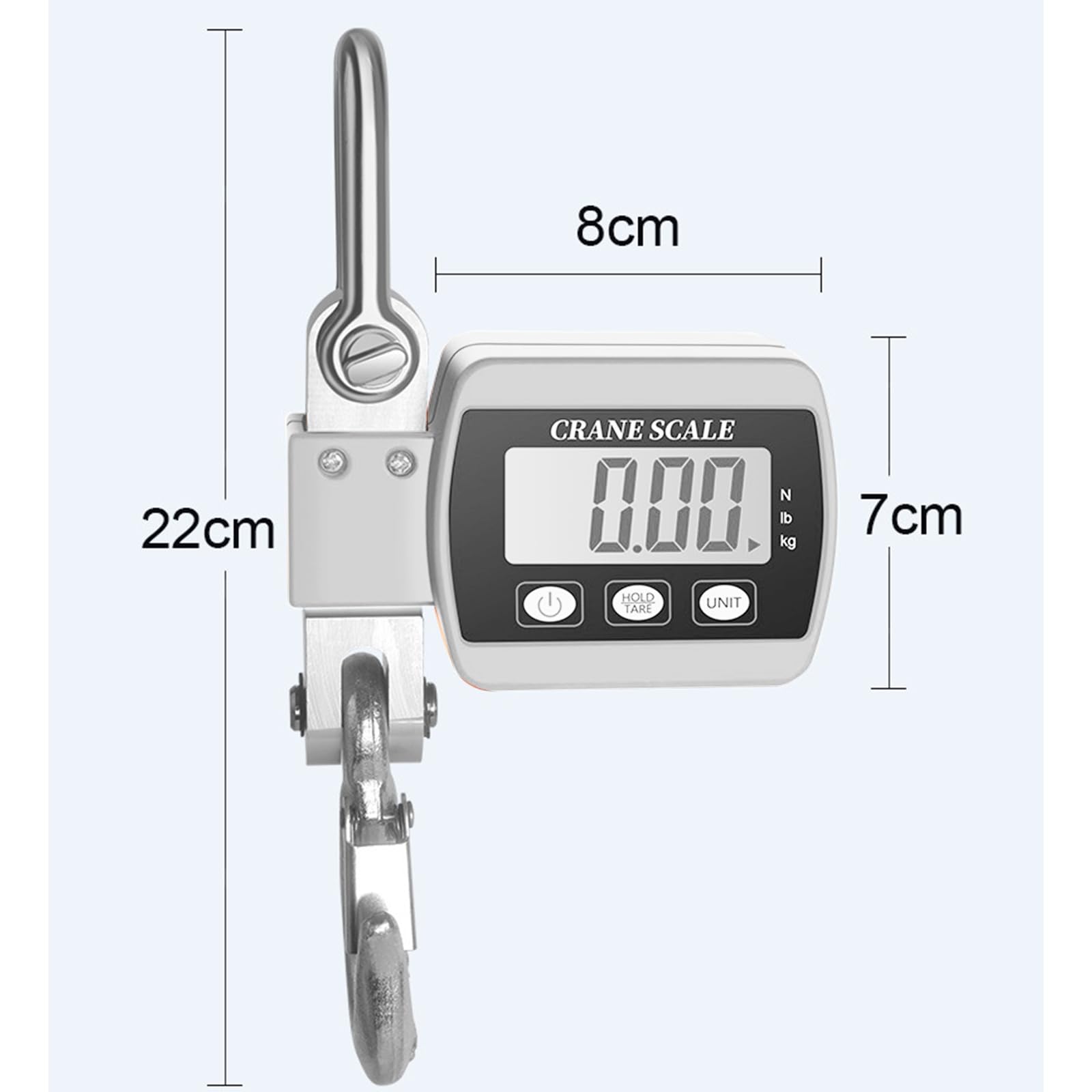 Voltix Báscula colgante electrónica de 500 kg (1100 libras), báscula colgante industrial con sensor preciso, mini báscula LCD portátil con gancho, báscula para maletas (blanco)