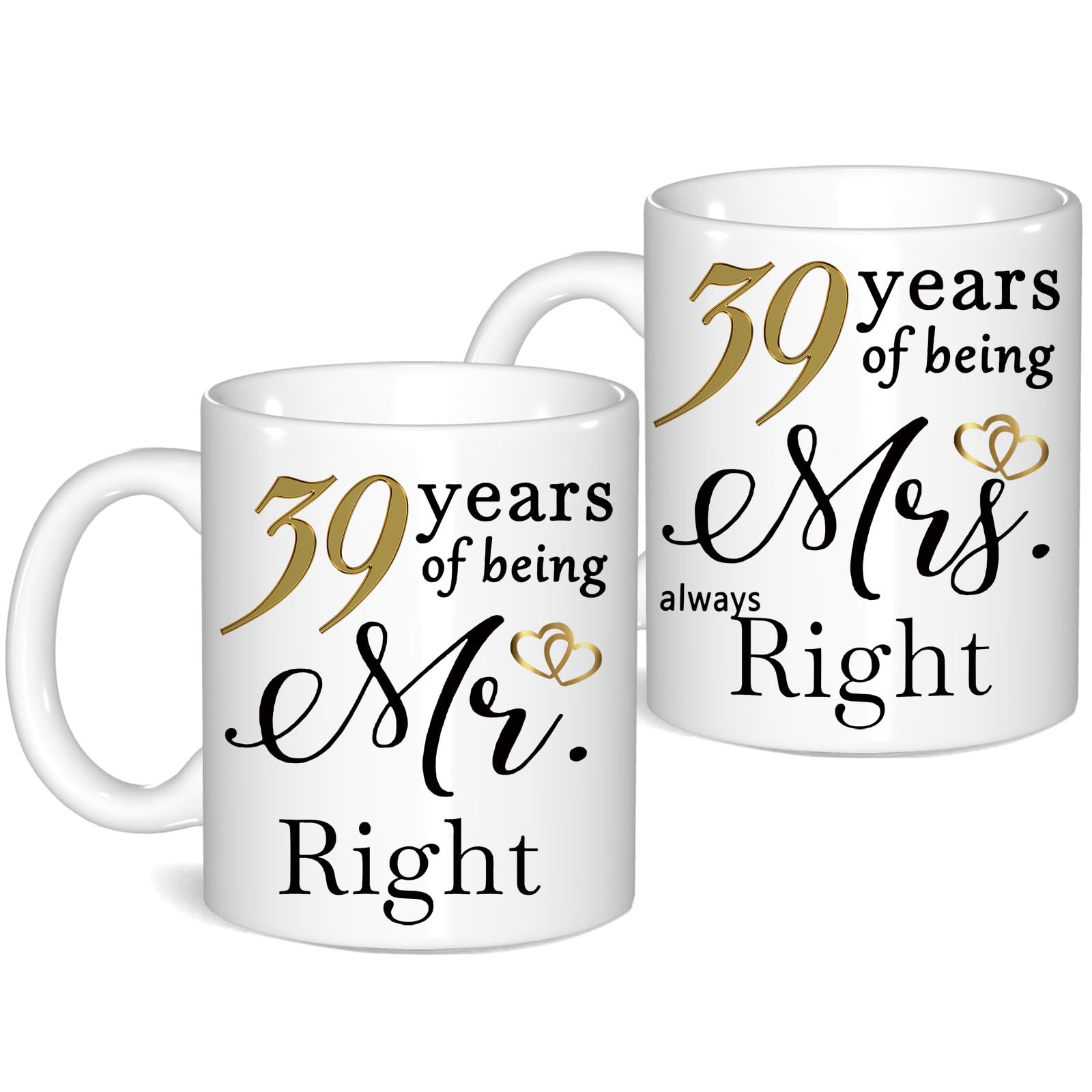 39 Year Anniversary Coffee Mugs Set of 2