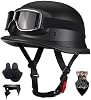 Vintage German-Style Motorcycle Half Helmet ECE 22.06 Approved - ABS Shell with EPS Buffer Breathable Lining, Ultra-Light Open Face Motorbike Helmet w Removable Ear Pads