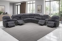 Vista 25 de A Ainehome Juego de Sofá Seccional Reclinable con Almacenamiento, Juegos de Sofá de Pana Reclinables Seccionales Manuales para Sala de Estar con 3