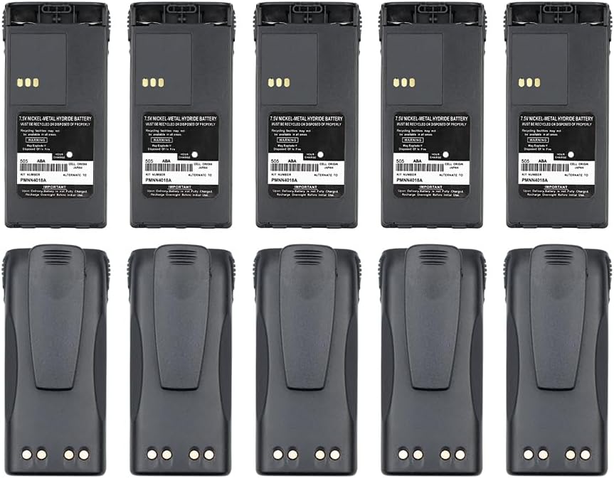 10x PMNN4018A Ni-MH Battery with Belt Clip for Motorola Two-Way Radio GP-308/88S PRO3150 P-040/080 GT-2050 CP250/450 CP450LS
