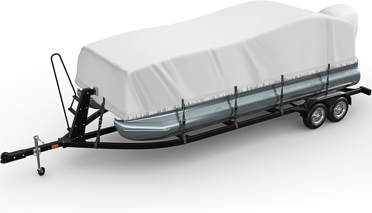 Pontoon Boat Cover 19-21ft, 1200D PU Heavy Duty Marine Grade Pontoon Cover with Motor Cover, Waterproof UV Resistant Oxford Polyester Canvas Cover for Pontoon Boat 19-21 ft, Grey Grey 19'-21' Length, Beam Width up to 102"