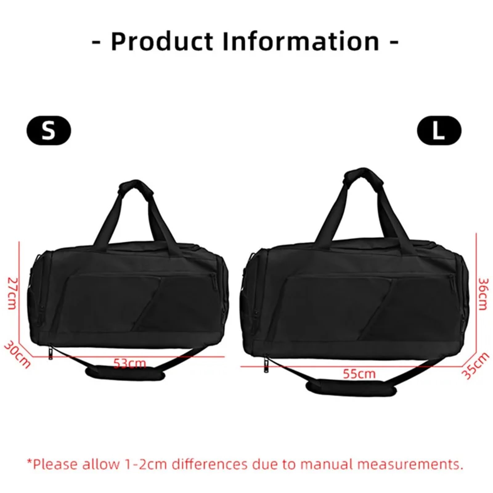 Bolsa De Gimnasio Bolso Grande for Fitness, Bolso Deportivo for Hombre y Mujer, Zapatos húmedos Secos, Bolsillo, Bandolera, natación, Yoga, Gimnasio, Mochila de Viaje(Black L)