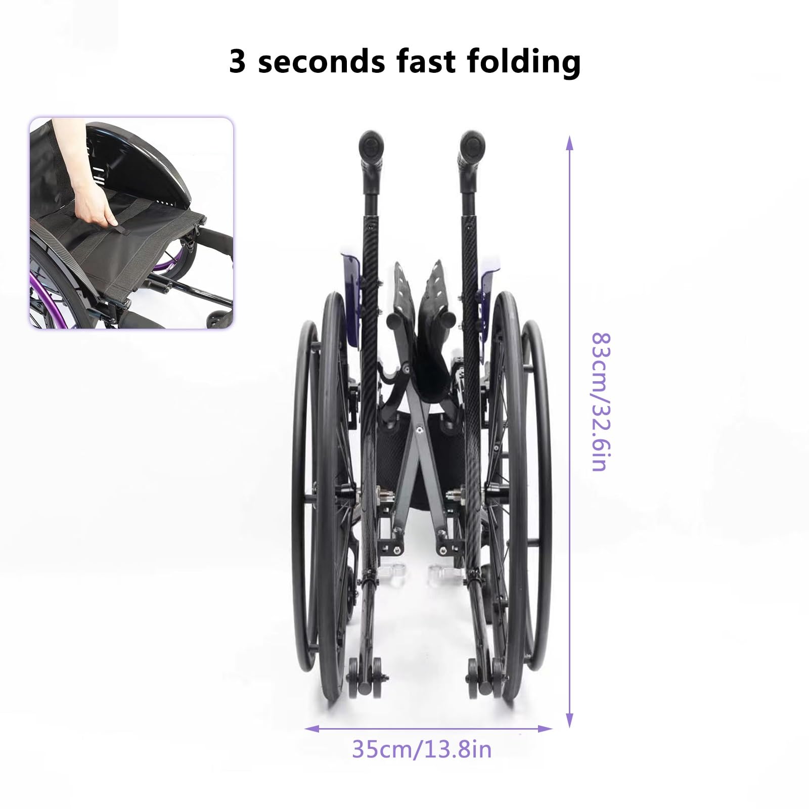 Sillas De Ruedas Deportivas for Adultos Silla De Ruedas De Transporte Muda Todo Terreno, Liviana, Plegable, Portátil, Aleación De Aluminio, Fácil Transporte Y Almacenamiento(44cm/17.3in)