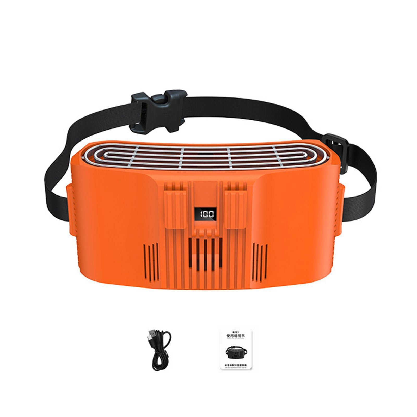 Kalttoy Portable Waist Fan 120 Speed Adjustable Rechargeable Lightweight Belt Fan for Camping Fishing Outdoor Portable Wearable Cooling
