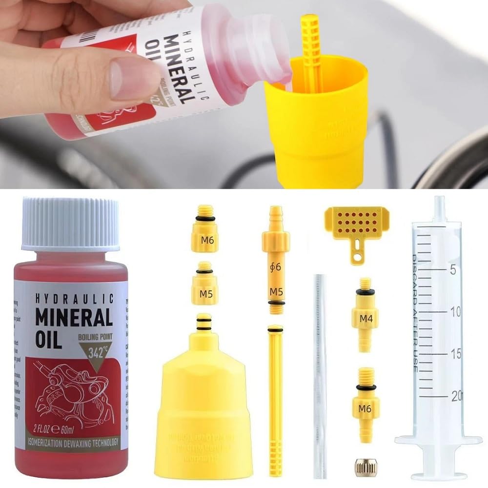 BAAQII Bicycle Brake Oil Bleed Kit for Shimano Tektro Hydraulic Disc Brake Bike, Fluid Mineral Oil 60ml for Shimano Bike Repair Tools