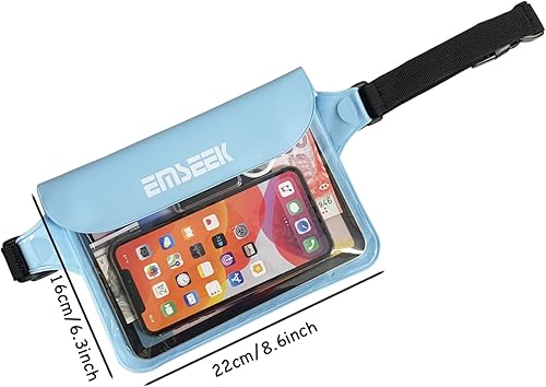 Miniatura 2 de Riñonera impermeable para cinturón seco para mantener tu llavero cartera Kindle teléfono seco, perfecto para natación, surf, esnórquel, Azul, Hombro