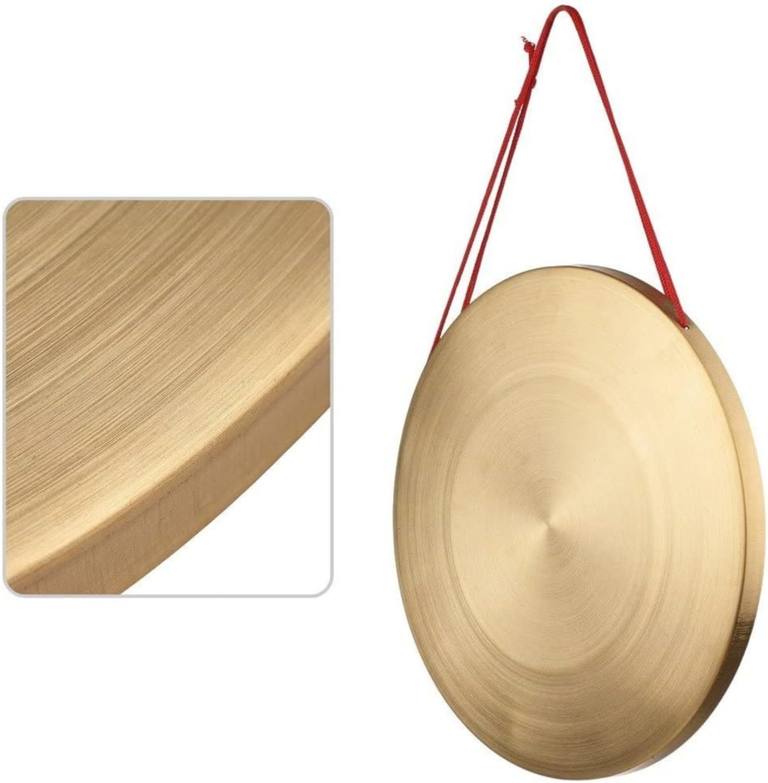 Gong in Ottone da 32 cm – Strumento a Percussione Tradizionale Autentico con Mazzuolo in Legno, Ideale per Cerimonie, Opera, Meditazione ed Eventi (42cm)