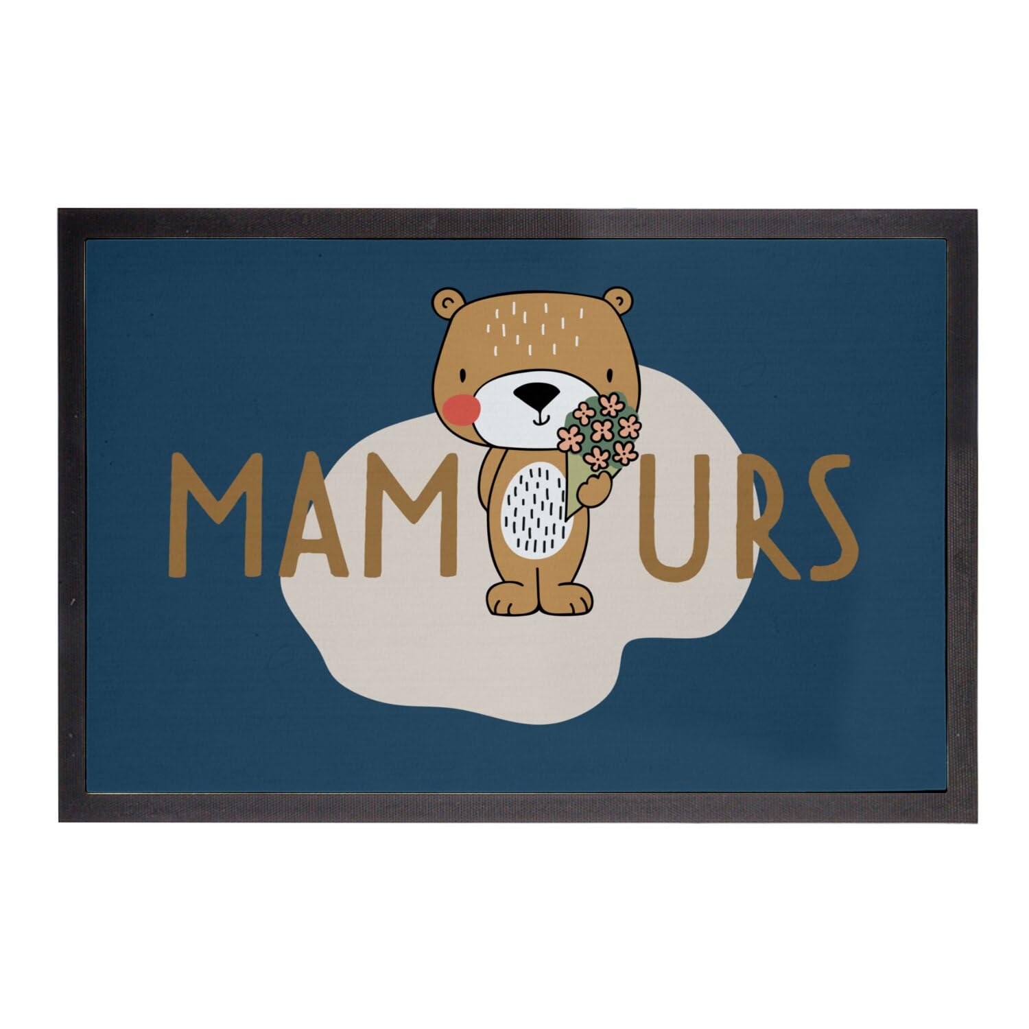 Paillasson bleu Mamours maman ours idée cadeau idéale pour une crémaillère familiale