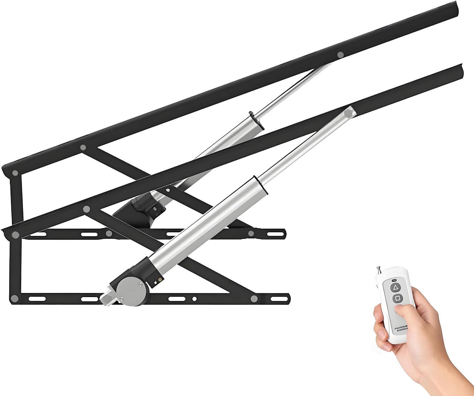DFGHNBVC Electric Bed Lift Mechanism, Heavy Duty Bed Risers With Remote Control, 600Kg Load Capacity, Folding Bed Lifting Rod For Storage And Space Saving Diy Projects,Black-1.1M