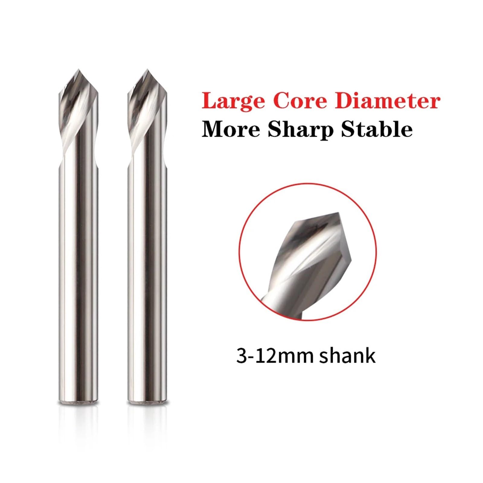 Set di Punte for Trapano svasatore HRC55 scanalatura Dritta smussatura 90 Gradi for Fresa in Alluminio carburo Acciaio al tungsteno(12xD12x75Lx90R,10)