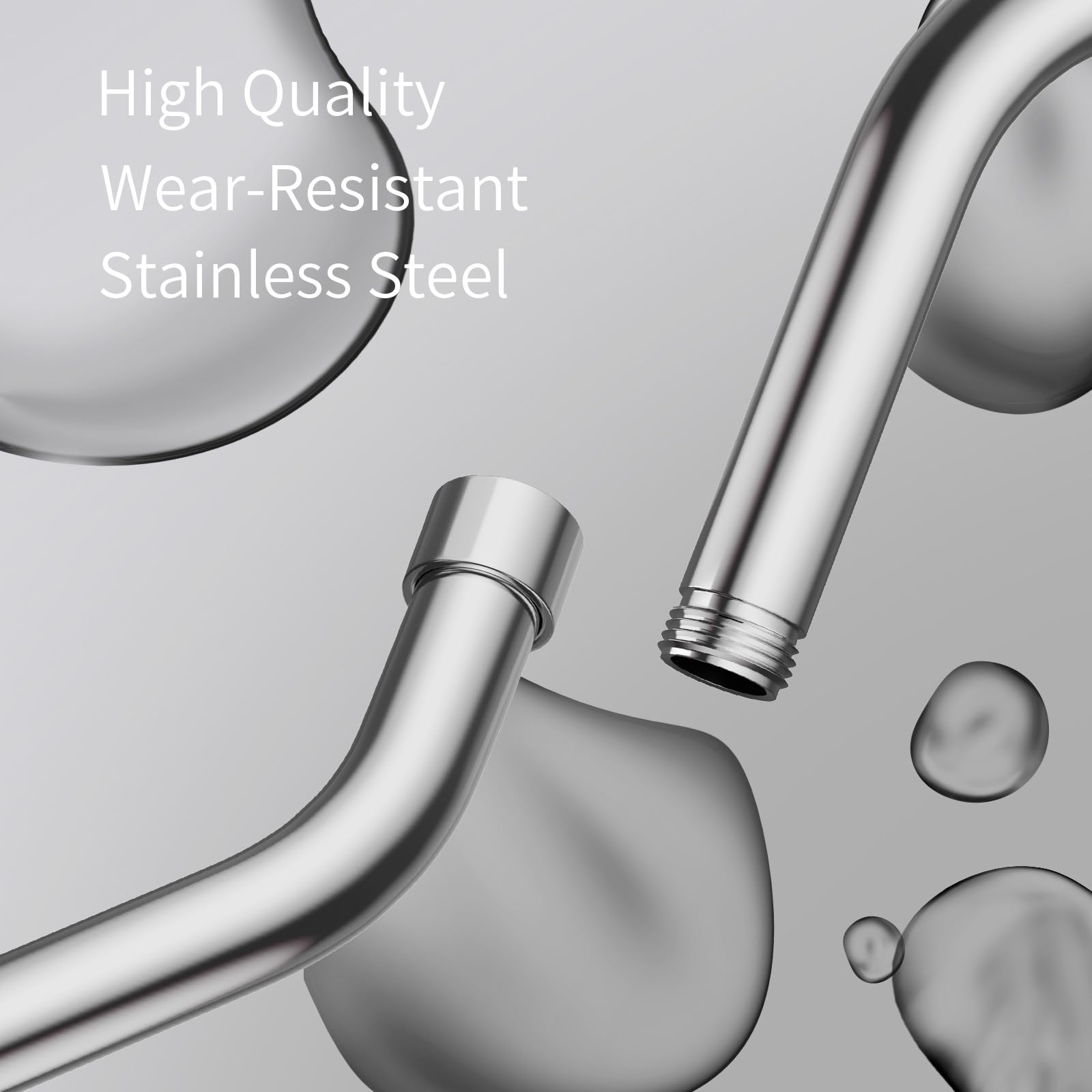 OFFO Przedłużenie słuchawki prysznicowej, przedłużenie ramienia prysznicowego ze stali nierdzewnej 304, gwint G1/2 6" do słuchawki prysznicowej, stabilna rura przedłużająca słuchawkę prysznicową