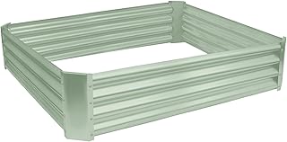 Harbour Housewares Raised Garden Bed - Green - 120 x 120cm - Square - Bottomless Metal Raised Bed Galvanised Steel Planter Box for Growing Outdoor Plants, Vegetables, Flowers and Herbs