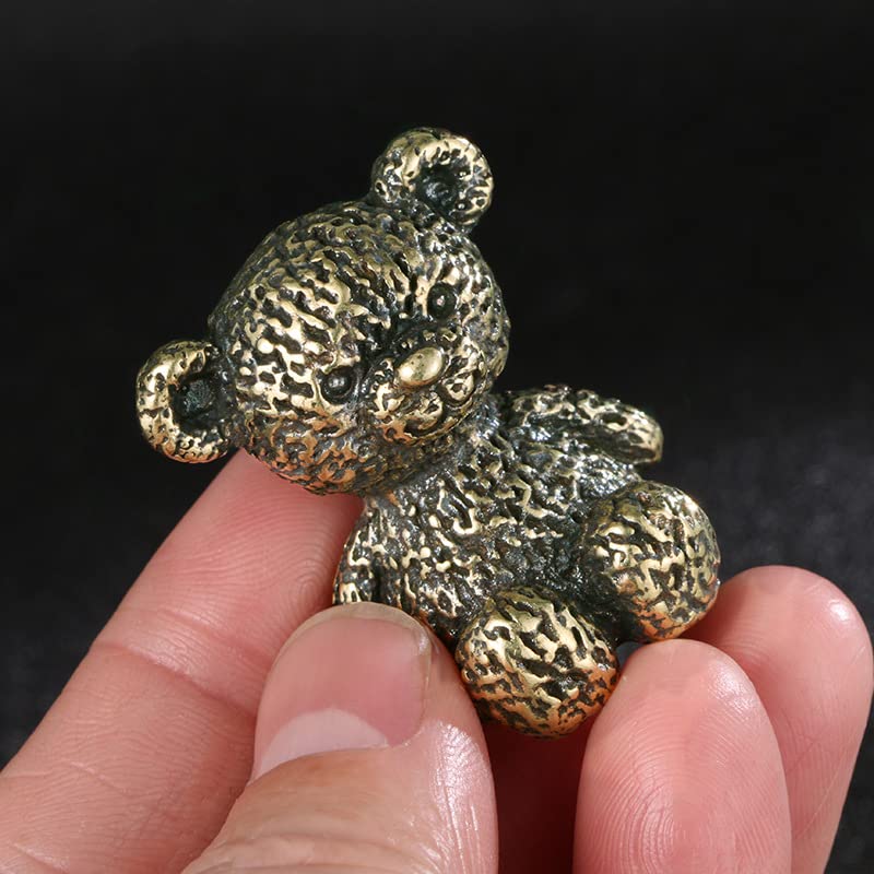 Messing-Bär-Statue, Dekoration, massiver Teddybär, Bronze, Miniatur-Skulptur, niedliche Bären-Miniatur-Figuren, Schreibtisch-Ornament
