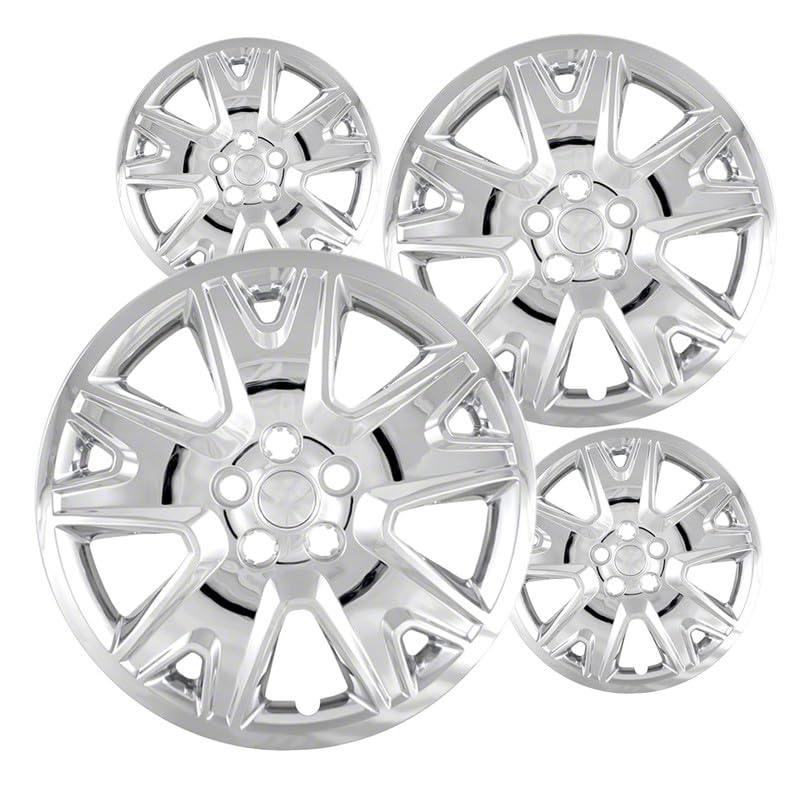 Fuel Rider 17 inch Chrome ABS Hubcap Wheel Covers Compatible with 2013-2016 Ford Escape (Set of 4) Wheelcovers for Standard Steel Wheels - Bolt On