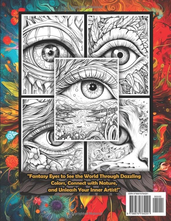 Enchanting Artistic Eyes - Humans and Animals: Fantasy Eyes to See the World Through Dazzling Colors, Connect with Nature, and Unleash Your Inner Artist - An Adult Coloring Book for Relaxation - Image 2