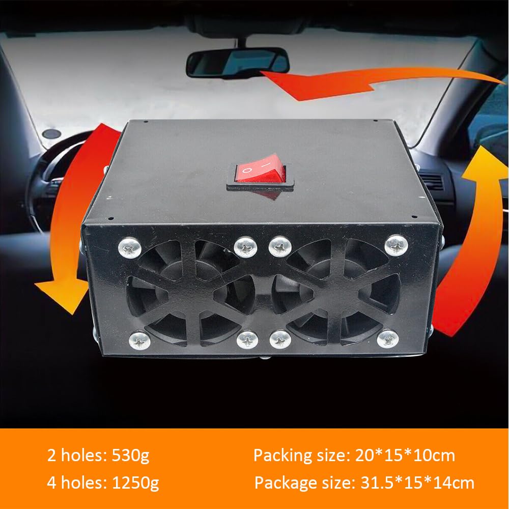 Wentylator nagrzewnicy samochodowej 500W Odszraniacz szyby Demister Automobile Zimowy grzejnik elektryczny, do samochodów ciężarowych, pojazdów dostawczych, samochodów dostawczych,24v,4 Hole